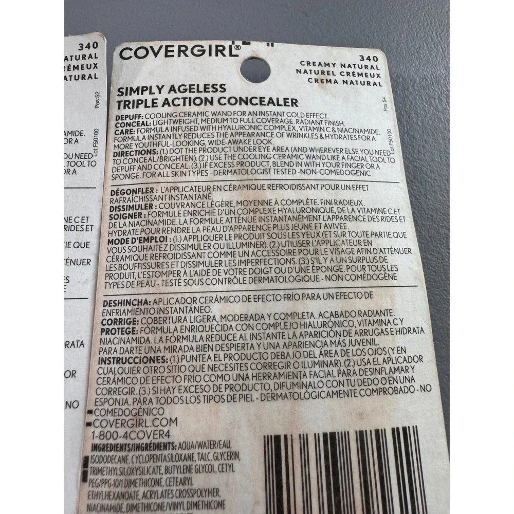 Covergirl Simply Ageless Concealer Women 340 Creamy Natural NEW Triple Action